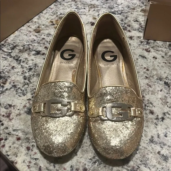 Guess | Shoes | Guess Sparkling Gold Loafers For Women 